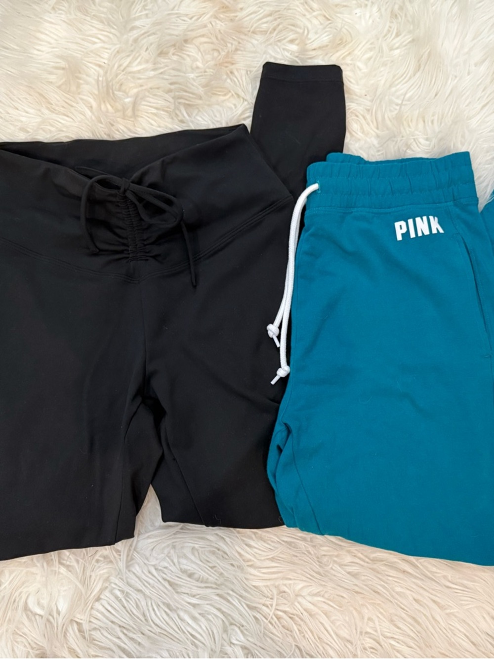 PINK Victoria's Secret Black Leggings and Teal Blue Joggers
